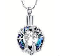 YIGZYCN Pet Reminder Jewelry with Secret Compartment Round Jar Charm for Dear Hair Remembrances Round Tree Pet Cremation Jewelry