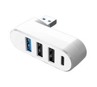 YIGZYCN Port USB3.0 Hub, 180° Rotatable USB Splitter, 3 USB Ports, 1 USB C Power Data Port, USB Extender for Laptop