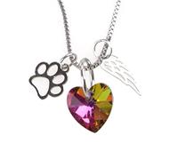[YIGZYCN] Rainbow Bridge Pet Memorial Necklace Dog Cat Memorial Jewelry Sympathy Gift Colorful Crystal Pendant Necklace Pet Loss Necklace Personalized Cat