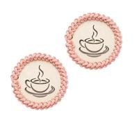 YIGZYCN Round Wood Cup Pads for Mug Teapot, Cotton Rope Drink Mat, B