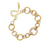 YIGZYCN Simple Fashion Gold Silver Color Contrast Rings Connection Stainless Steel for Comfortable Everyday Wear Stainless Steel