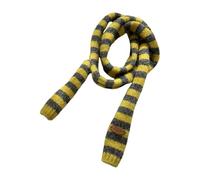 YIGZYCN Skinny Striped Scarf Colorful Knit Design Thin Fit Neckerchief Polyester Unisex Neck Wrap For Autumn And Winter Long Striped Unisex Scarf