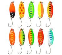 YIGZYCN Spoon Metal Hard Spinnerbait Fish Lures Spinner Swimbaits Colorful Sequin Lures Baits Single Hook Fish Hook 10pcs