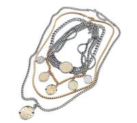 YIGZYCN Statement Stackable Chains Necklaces Punk Edges Jewelry 4 Pieces Adjustable Unique Clavicle Chaiin Multi Layer Chain Necklace Punk Hip Hop