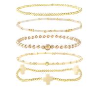 YIGZYCN Stylish Beaded Crucifix for Everyday Use Geometric Accent Copper Beads Hand Chain Jewelry for Women Beaded Crucifix Set