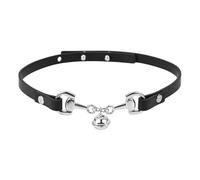 [YIGZYCN] Stylish choker collar featuring twin bell charm and practical sturdy PU leather alloy for fashionable women's outfit