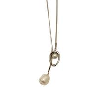 [YIGZYCN] Versatile Women Fashionable Sweater Chain with Baroque Pearl Pendant and Solid Brass Adjustable Chain Costume