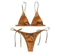 YIGZYCN Women's Metallic Set Ladies Two Piece Swimsuit Tie Side Triangle-Bathing Suit Fashion Swimwear Ins Beachwear