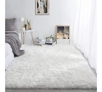 YIHAIC Faux Fur Sheepskin Style Rug,Faux Fleece Fluffy Area Rugs Seat Pad Anti-Skid Yoga Carpet for Living Room Bedroom Sofa Floor (White, Rectangular 75 x 120cm)