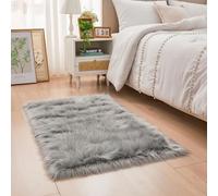 YIHAIC Faux Sheepskin Rug - Faux Fur Rug- Fluffy and Soft Faux Sheepskin Area Rug for Bedroom and Rooms Decor, Shaggy Rugs for Cozy Home Feel (Grey, 60 x 90cm)
