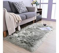 YIHAIC Faux Sheepskin Rug - Faux Fur Rug- Fluffy and Soft Faux Sheepskin Area Rug for Bedroom and Rooms Decor, Shaggy Rugs for Cozy Home Feel (Grey, 50 x 150cm)