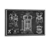 YIHAIKAI Vintage Coffee Blueprint Poster, 19th Century Industrial Design Poster Decorative Painting Canvas Wall Posters And Art Picture Print Modern Family Bedroom Decor Posters 12x18inch(30x45cm)
