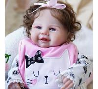 YIHANGG 45cm Realistic Reborn Toddler Girl Brown Hair Reborn Baby Dolls Eyes Open Lifelike Newborn Birthday