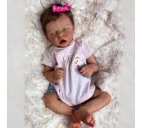 YIHANGG 46cm African American Reborn Baby Doll Girl Realistic Eyes Closed Full Body Parts Chubby Newborn Reborn Toddler Doll Princess Birthday