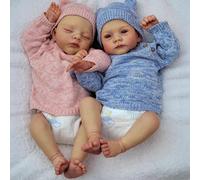YIHANGG 48cm Realistic Newborn Doll Lifelike Reborn Baby Doll Toddler Princess Doll Visible Veins Kids Dress Up Birthday Gifts(Twins)