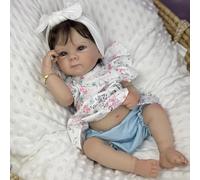 YIHANGG 48cm Reborn Baby Dolls Realistic Girl with Brown Hair Reborn Toddler Silicone Baby Doll Eyes Open Lifelike Newborn Birthday
