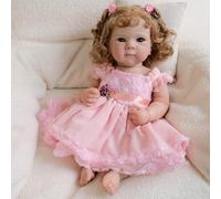 YIHANGG 48cm Reborn Baby Dolls Silicone Full Body Girl Open Eyes Realistic Reborn Toddler Blonde Hair Birthday