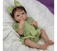 YIHANGG 48cm Reborn Toddler Girl Brown Hair Reborn Baby Dolls Realistic Full Body Silicone Eyes Open Lifelike Newborn Birthday