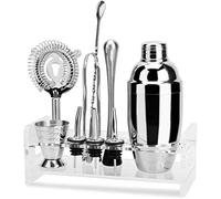 YIHANSS 10 Piece Bartender Kit with Rustic Stand - Bar Set Cocktail Shaker Set with Cocktail Kit Cards - Premium Bar Kit for a Fun Cocktail Set Gift - Stainless Steel Bartender Set - Bar Tool Set