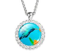 YIHANSS Accessorie Hummingbird Necklace For Women And Men, Hummingbird Necklace Cardinal Bird Art Picture Glass Rhinestone Pendant Chain Cute Bird Jewelry, Cute Animal Jewelry Holiday