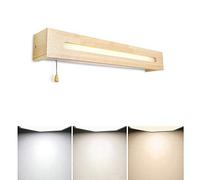YIHANSS Bathroom Mirror Lamps, LED Mirror Lights Wood Bedside Lamps for Bedrooms with Pull Cord Switch 3 Color Modes Wall Sconce Cabinet Light Lighting Toilet Mirror Bath Etc