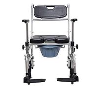 YIHANSS Commode Chair Bedside Commodes for Adults Aluminum Bathroom Shower Chair Bath Padded Toilet Seat Wheelchair Transport Rolling Chair Max 100Kg