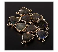 YIHANSS DIY Necklace Pendants Natural Stone Crystal Pendant Charm Heart Shape Connector Pendants for Jewelry Making Supplies DIY Necklace Bracelet Crystal (Color : No.10 23x15mm, Size : 2PCS)
