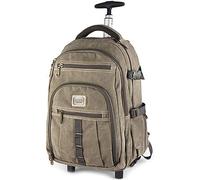 YIHANSS DLUXCA Rolling Backpack with Wheels for Women Men Canvas Travel Trolley Backpack Work Large Student College Business Computer Wheeled Bag Fits 14 Inch Laptop