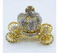 YIHANSS European Diamond Crown Pumpkin Car Ornament - Handmade Epoxy Jewelry Box, Gold-Plated, Decorative Gift for Home, Office, Bedroom 8x4x7 CM