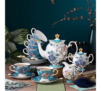 YIHANSS European-style light luxury ceramic coffee cup and saucer set palace style bone china flower tea cup and saucer set wedding gift friend gift (Color : A, Size