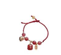 YIHANSS Fengshui Crystal Bracelet 7A Lucky Persimmon Charm Balance Bracelet Rope Woven Red String Strawberry Quartz Vacation Jewelry Attract Money Prosperity Luck Cinnabar