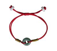 YIHANSS Green Jade Donut Ping an Buckle Bracelet Natural Jade Cuff Women Bangle Red String Personalized Gift for Mom Sister Gift for Her, Adjustable Cinnabar