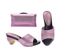 YIHANSS Hand dinner bag with the same thick heel fish mouth shoes slippers casual sandals to wear all matching shoes bag