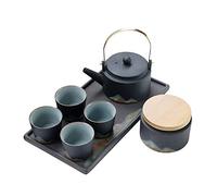 YIHANSS Hand Painted Color Tea Set Girders Teapot with Delicate Dry Tea Tray Small Tea Cans 7 Pieces Kung Fu Tea Set,C