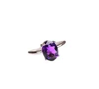 YIHANSS Healing Aura Crystal 1PC Natural Stone Oval Crystal Malachite Opal Lapis Agate Adjustable Finger A Finger Ring is Suitable for Female Gifts Crystals (Color : Amethyst)