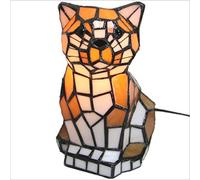 YIHANSS Little Orange Cat Glass Table Lamp, Animal Shape, Kids Creative Gift Night Light, Living Room Bedroom Bedside Table Light