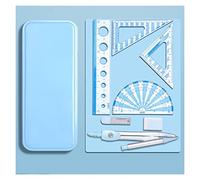 YIHANSS Math Compass Multifunctional Compass Ruler 7 Pieces Set Math Geometry Kit Eraser School Drawing Tools Set for Student Office Stationery Compass School (Color : Blue) (Blue)