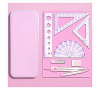 YIHANSS Math Compass Multifunctional Compass Ruler 7 Pieces Set Math Geometry Kit Eraser School Drawing Tools Set for Student Office Stationery Compass School (Color : Blue) (Pink)