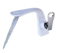 YIHANSS Modern Gold/White Bathroom Basin Faucet with Double Waterfall Design Single Handle Deck Vanity Sink Mixer Faucet Hot and Cold Water Taps