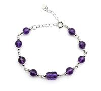 YIHANSS Natural Amethyst Bracelet 6MM Purple Crystal Feng Shui Pi Xiu/Pi Yao Lucky Charm Silver Chain Adjustable Bracelet Spiritual Amulet for Women Meditation Good Luck Money Prosperity Cinnabar