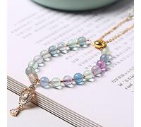 YIHANSS Natural Crystal Bracelet for Women Flourite Chakra Balancing Gems Antique Rhinestone Lucky Mirror Charm Talisman Feng Shui Amulet for Prosperity Love Wealth Well-Being Cinnabar