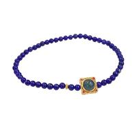 YIHANSS Natural Crystal Bracelet Lapis Lazuli Beaded Gilded Sterling Silver Lucky Charm Inlaid Jadeite Mantra Card Elastic Feng Shui Bracelet Amulet for Money Prosperity Meditation,A Cinnabar