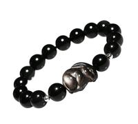 YIHANSS Natural Crystal Bracelet Rainbow Eye Obsidain Hand Carved Feng Shui Rabbit Lucky Charm Chinese Zodiac Elastic Amulet Ward Off Evil Spirits for Money Prosperity,8mm Cinnabar