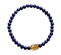 YIHANSS Natural Crystal Bracelet Spiritual Talisman 6MM Lapis Lazuli Yellow Citrine Carved Feng Shui Pi Xiu Lucky Charm Piyao Amulet Elastic Bracelet for Money Prosperity Meditation Cinnabar