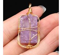 YIHANSS Natural crystal rough 1PC Amethyst Natural Stone Irregular Gold Wire Pendant for Jewelry Making DIY Necklace Earring Accessories Charm Gift Party Decor1PC (Color : 20x40mm-wide Marquis)