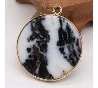 YIHANSS Natural crystal rough 1pc Natural Stone Gem Amazonite Round Pendant Handmade Craft DIY Charm Necklace Earring Jewelry Accessories Gift Making Party30x35mm (Color : White Turquoise)