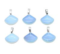 YIHANSS Natural crystal rough 4PC Sector Natural Stone Pendants Rose Quartz Agate Turquoise Crystals Charms for Jewelry Making DIY Necklace Earrings (Color : Opal)