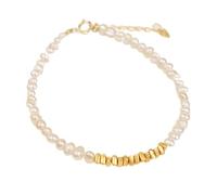 YIHANSS Natural Freshwater Pearls Bracelet 3.3MM Dainty Irregular Baroque Pearls Gilded Sterling Silver Mini Beads Feng Shui Adjustable Amulet for Meditation Money Prosperity Femininity Cinnabar
