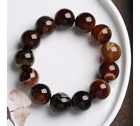 YIHANSS Natural Moss Agate Bracelet 16mm Buddha Beads Chakra Stones Carnelian Feng Shui Bracelet for Men Women Vacation Style Meditation Ornament Reiki Spiritual Wealth Overall Well-Being Cinnabar