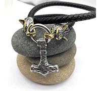 YIHANSS Necklaces Jewelry Hammer,Amulet Stainless Steelaa,S Wolf Head Leather Camen/Gold/50Cm (Color : Silver, Size : 60Cm)